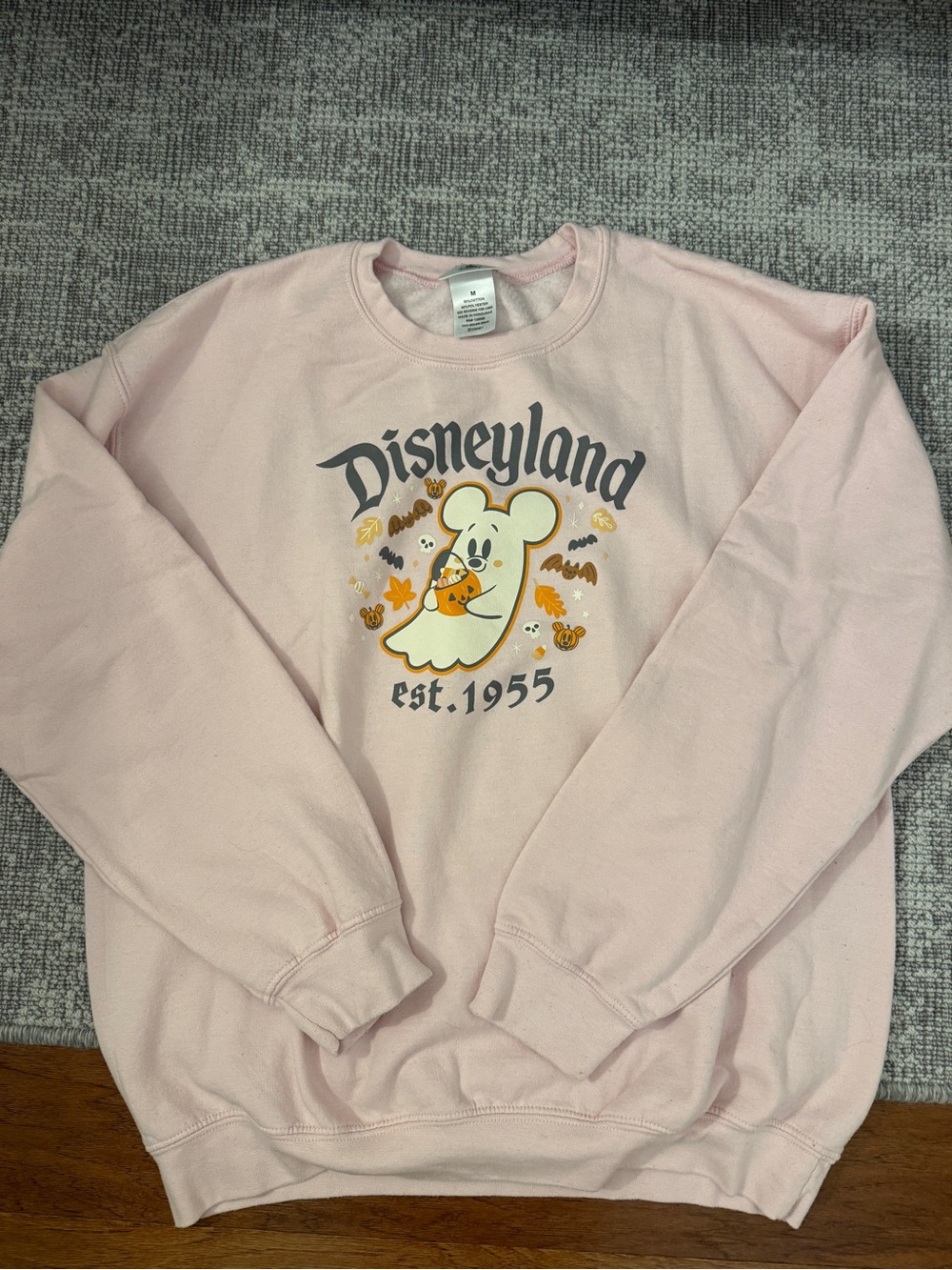 Disney Light Pink Disneyland Ghost Graphic Crewneck Sweatshirt